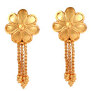 Gold-plated flower earrings with hanging chains, elegant and stylish accessory for any outfit.
