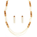 White Beaded Chatai Necklace Set - BRISHNI