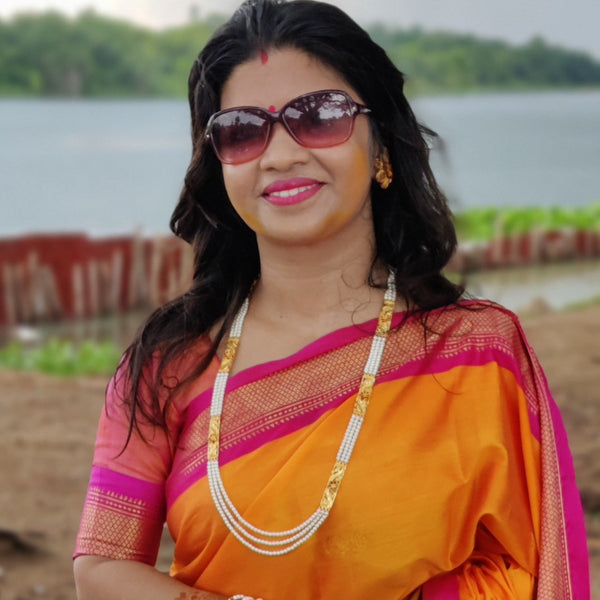 White Beaded Chatai Necklace Set - BRISHNI