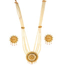 White Beaded Pekhom Motif Long Sitahar Set - BRISHNI