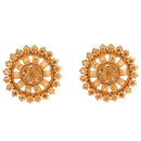 Traditional Bengali gold-plated earrings in sunburst design, perfect for festive occasions.