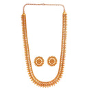 Wide U Shaped Chatai Set with gold plated necklace and matching earrings, showcasing traditional Bengali design.