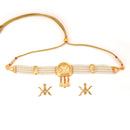 Kulo Swastik White Beaded Choker Set