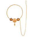 Three Flower Golden Nose Ring (Nath)