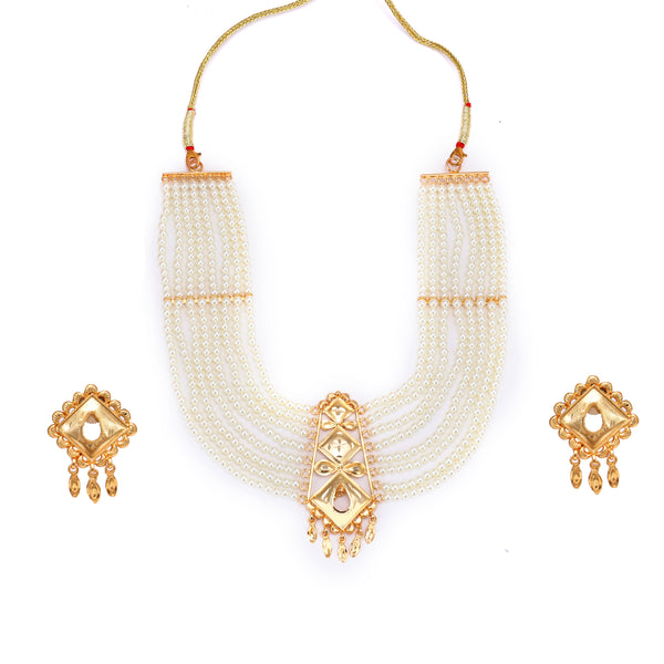 Barfi Cut Beaded Line Heavy Necklace Set