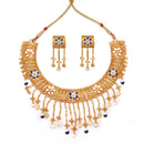 Minakari Bloom Chain Drop Chatai Necklace Set