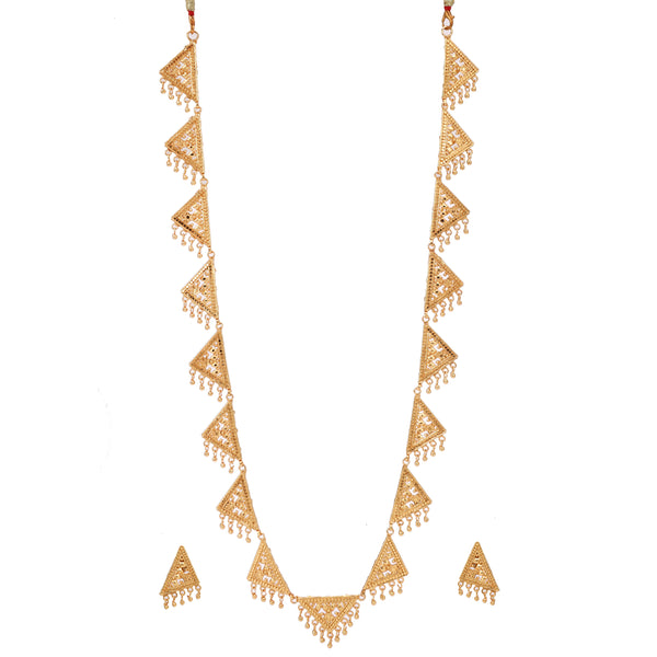 Trikon Drops Long Chatai Necklace Set
