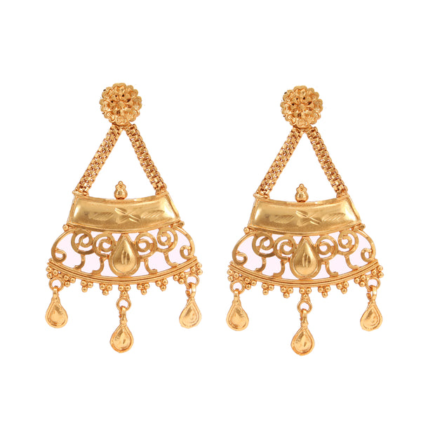 Sitahar Set 1 gold-plated traditional earrings with intricate designs and drop details.