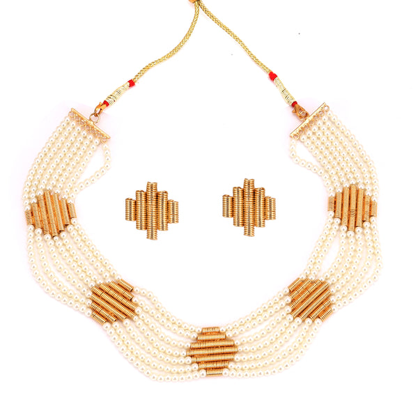 Shelly - Spring Barfi  Beaded Necklace Set