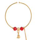 Red Crystal Gold Drop Nose Ring (Nath)