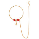 Red Crystal Gold Drop Nose Ring (Nath)