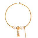 White Beaded Golden Drop Nose Ring (Nath)