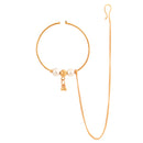 White Beaded Golden Drop Nose Ring (Nath)