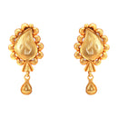 Gold plated chandelier earrings with intricate design, perfect match for choker set and elegant accessories.