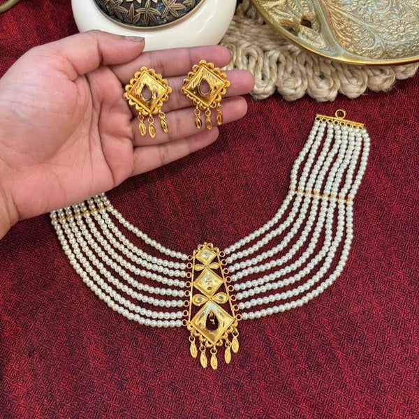 Barfi Cut Beaded Line Heavy Necklace Set - BRISHNI