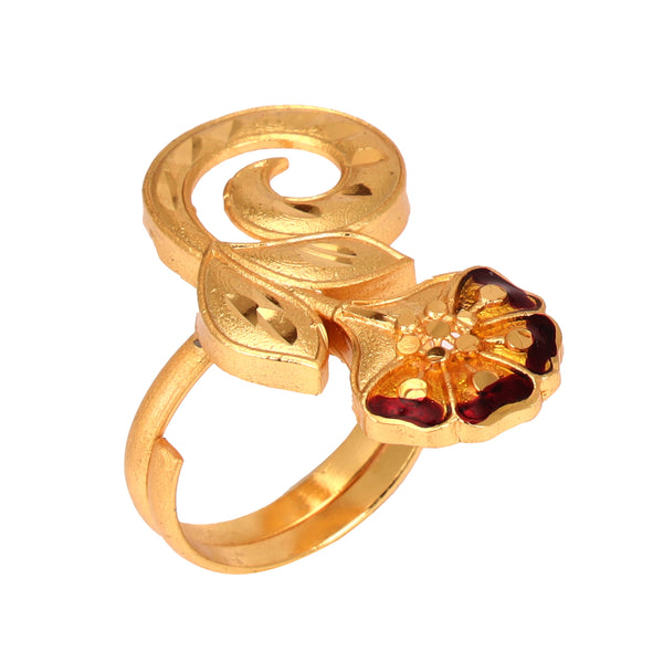 Blooming Tuft Pendant Set With Chain and Finger Ring - BRISHNI