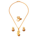 Blooming Tuft Pendant Set With Chain and Finger Ring - BRISHNI