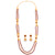 Crystal Beaded Line Flower Framed Long Chatai Necklace Set - BRISHNI
