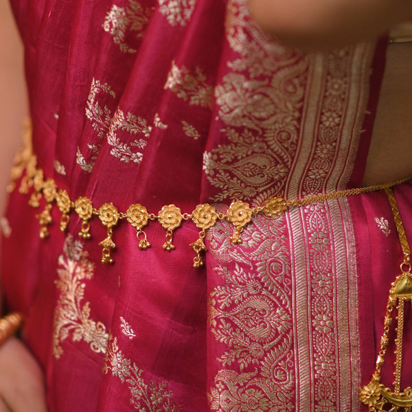 Double Petal Flower Komor Bandhani - Waist Belt - BRISHNI