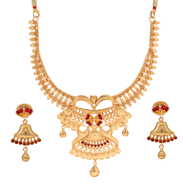 Double Steps Mina Pakha Style Necklace Set - BRISHNI