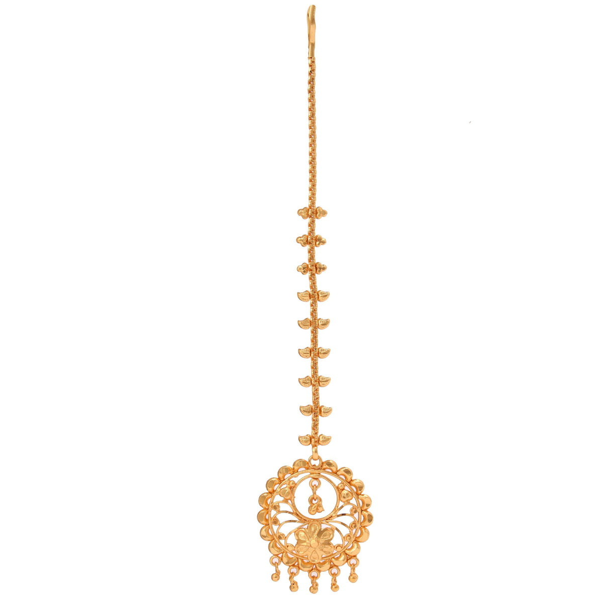 Drop Jaal Kanbali Tikli - Intricate Gold-Plated Bridal Tikli