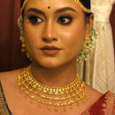 Dual Leaf Double Layer Jhalor Necklace Set - BRISHNI