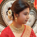 Dual Leaf Double Layer Jhalor Necklace Set - BRISHNI