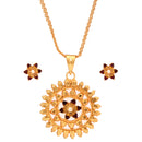 Floral Chakra Pendant Set With Chain (18 Inch ) - BRISHNI