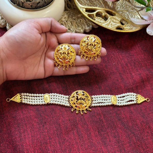 Gardenia White Beads Choker Set - BRISHNI
