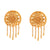 Gold plated earrings with circular floral design and hanging dangles, ideal for pairing with choker sets.