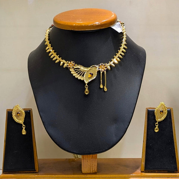 Jaal Leaf Filigree Small Necklace Set - BRISHNI