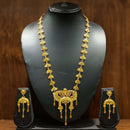 Leaf Motif Slick Sitahar Set with 24K gold plated necklace and matching earrings, perfect for Bengali bridal wear.