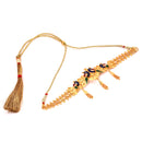 Mayuri Gold Plated Choker Set features intricate design with peacock motifs, elegant necklace and earrings.