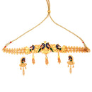 Mayuri gold plated choker set with intricate design and matching earrings, perfect for elegant occasions.
