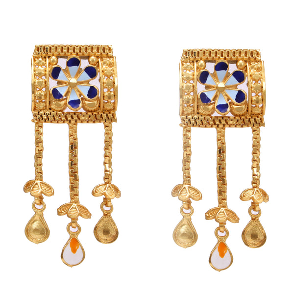 Minakari Bloom Chain Drop Chatai Necklace Set - BRISHNI