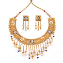 Minakari Bloom Chain Drop Chatai Necklace Set - BRISHNI
