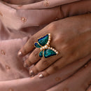 Minakari Butterfly Finger Ring - BRISHNI