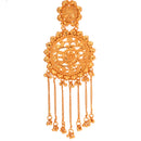 Beautiful 24K gold plated Komor bicha earring with intricate floral design and delicate chains.