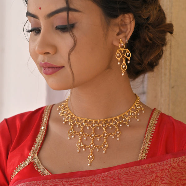 Neera - Beads Drop Necklace Set - BRISHNI