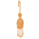 Elegant 24K gold plated Komor Jhapta earring featuring intricate design and hanging tassels, perfect for traditional wear.