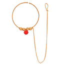 Red Drop Golden Balls Nose Ring (Nath) - BRISHNI