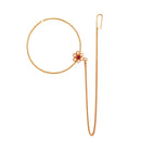 Red Stone Studded Flower Nose Ring - BRISHNI