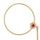 Red Stone Studded Flower Nose Ring - BRISHNI