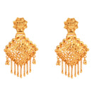 Revati Sitahar gold plated earrings set with intricate Bengali design, perfect for bridal wear. Elegant and timeless accessory.