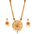 Royal Flower Locket Sitahar Set: Gold plated necklace and earrings, ideal for Bengali bridal occasions.