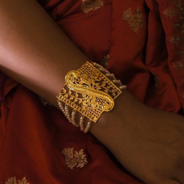 S Designed White Beaded Mantasha - BRISHNI