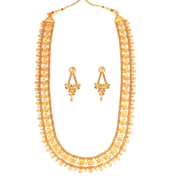 Shreya - Flower Chatai Necklace Set - BRISHNI