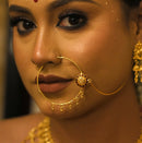 Side Mina Flower Five Drops Nose Ring (Nath) - BRISHNI