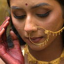 Single Side Flower Nose Ring with Heavy Chain (Nath) - BRISHNI