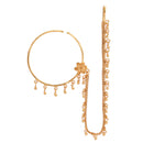Single Side Flower Nose Ring with Heavy Chain (Nath) - BRISHNI